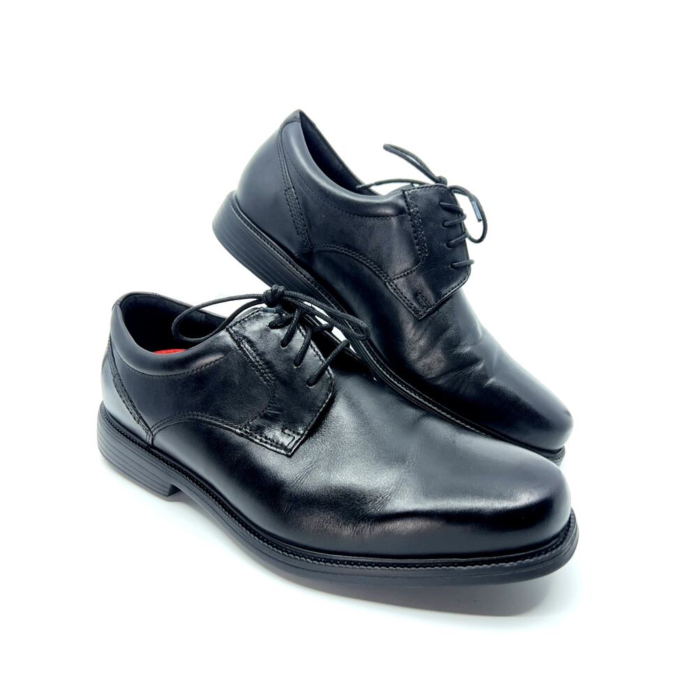 Rockport Charlesroad Men’s 10.5 W Black Leather Oxfords With Box